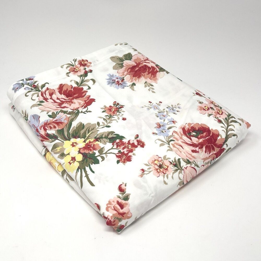 Ralph Lauren Petticoat Full Double Flat Sheet Cotton Floral Vintage NEW UNUSED